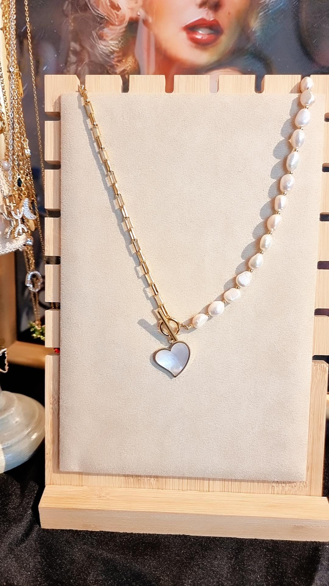 Collier Coeur marbré