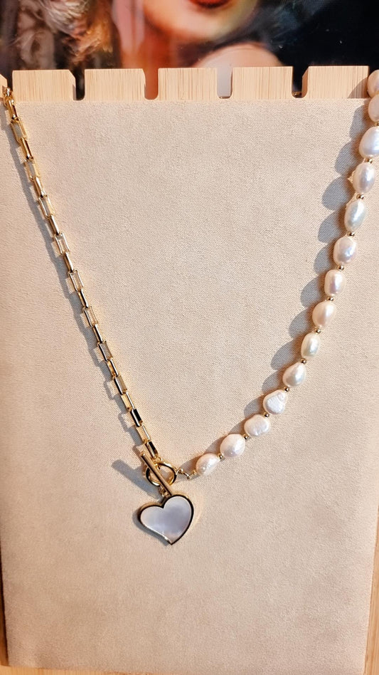 Collier Coeur marbré